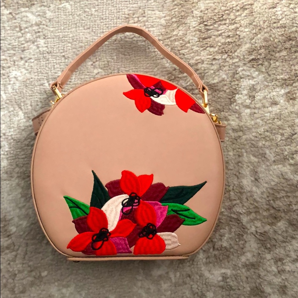 LIGHT PINK BAG WITH FLORAL PRINT